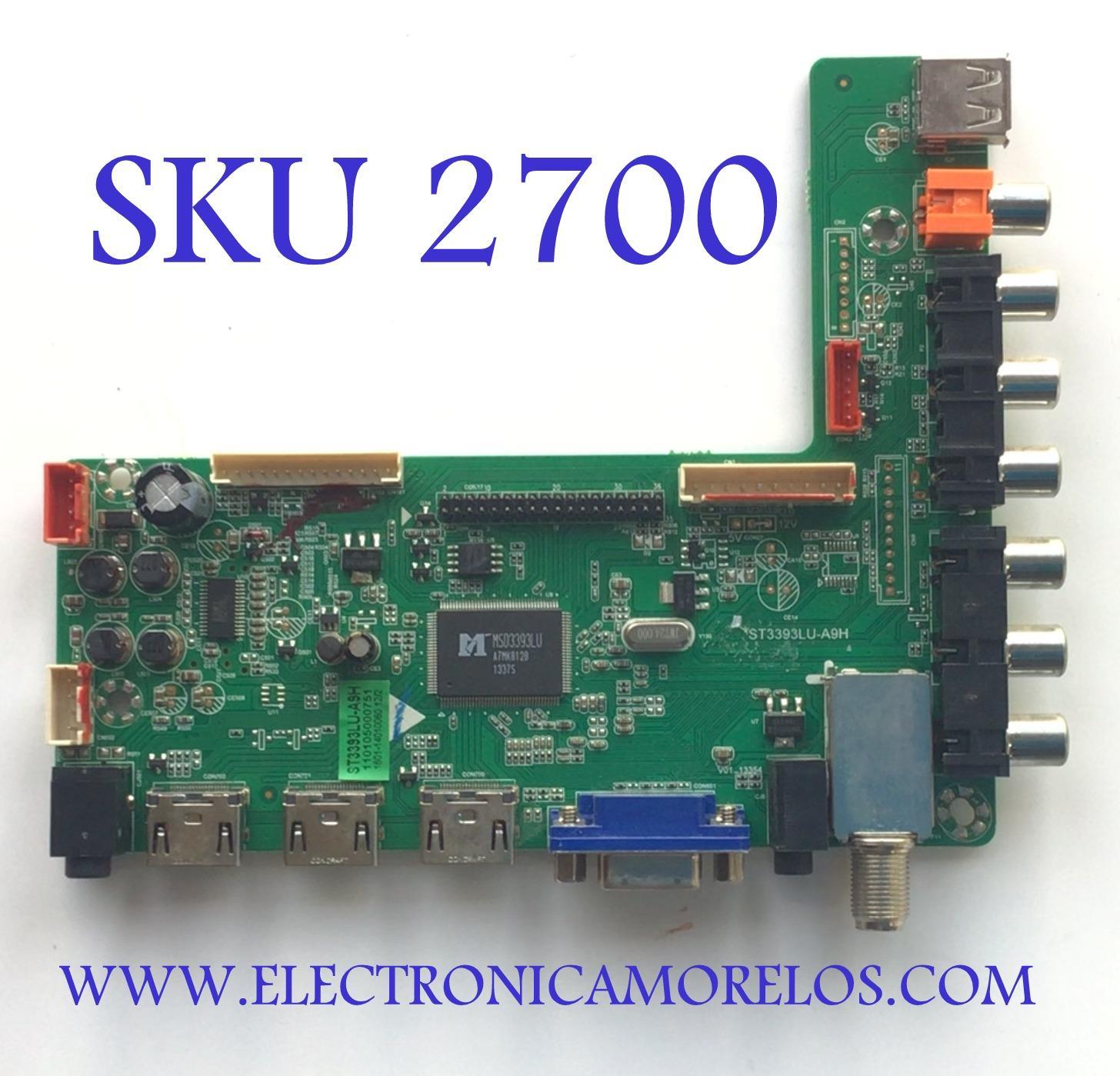 MAIN PARA TV AIVOL / NUMERO DE PARTE AET50320FN / ST3393LU-A9H / 10105000751 / 1601-14010060 / DISPLAY V500HJ1-PE8 / MODELO AET50320FN